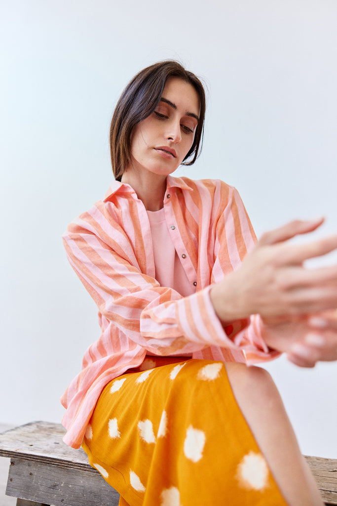 Striped Buttoned Linen Shirt