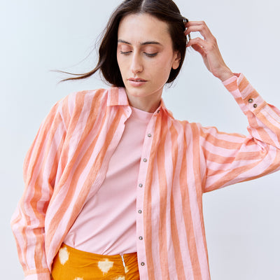 Striped Buttoned Linen Shirt