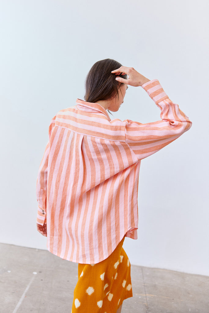 Striped Buttoned Linen Shirt