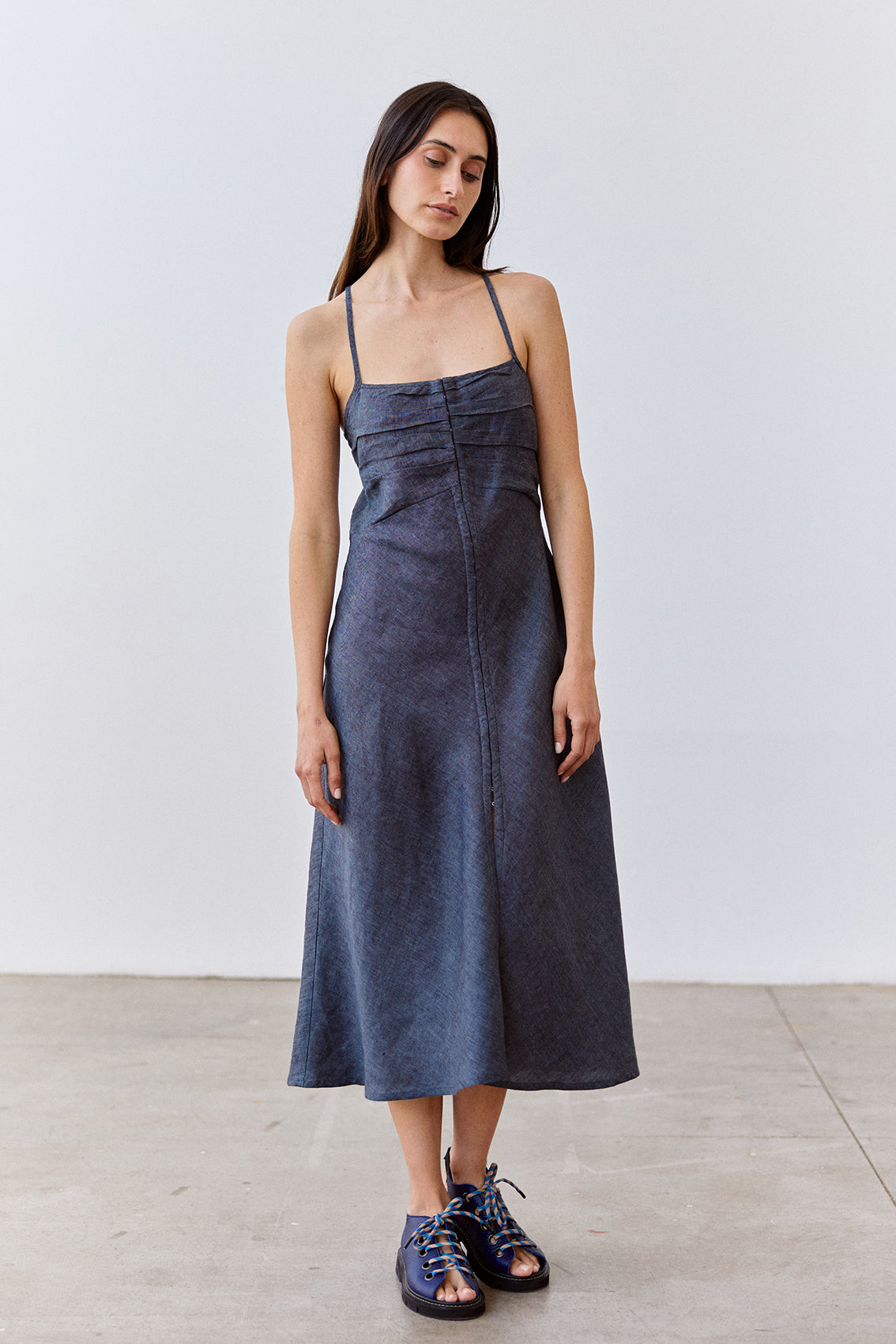 Bias Cut Linen Dress - Piedra