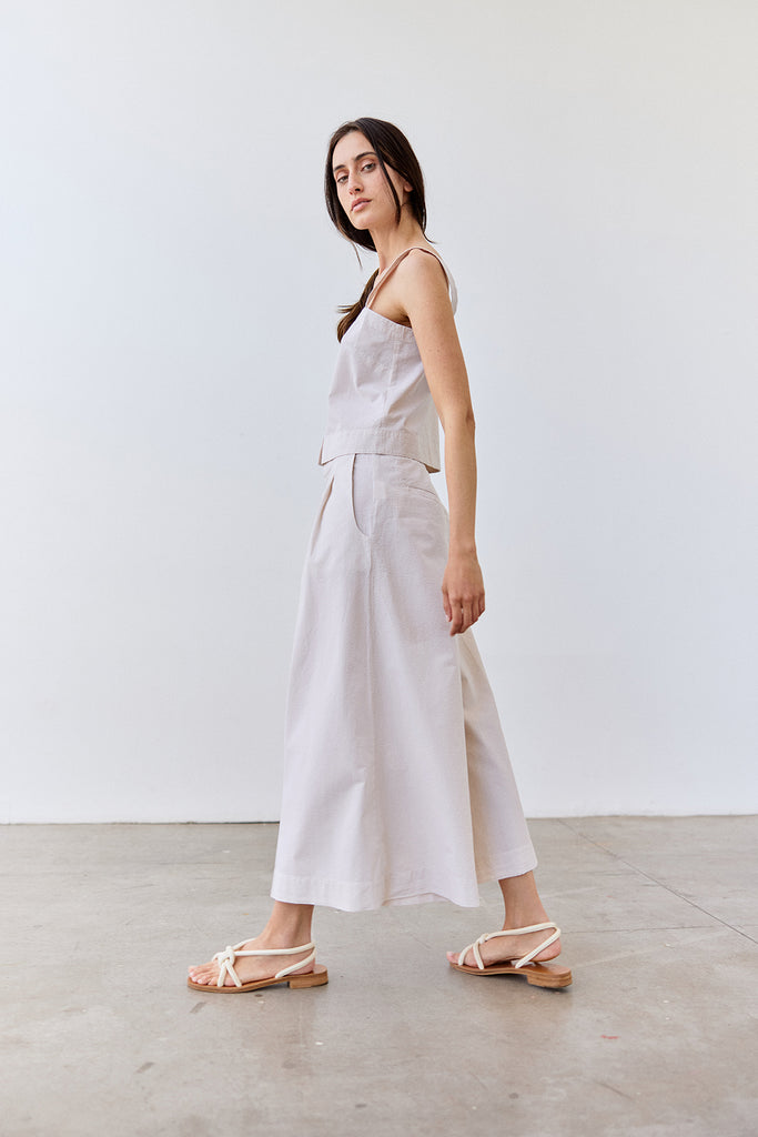 Pleated Wide-Leg Seersucker Cotton Trousers - Crudo