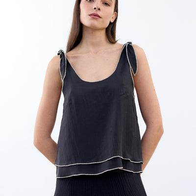 Reversible Silk Top - Ónix