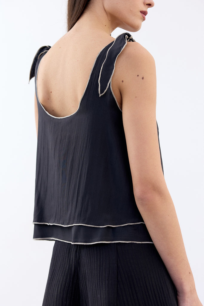 Double-Layer Silk Top - Ónix