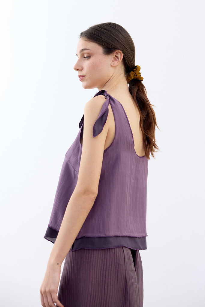 Reversible Silk Top - Berenjena/Lavanda