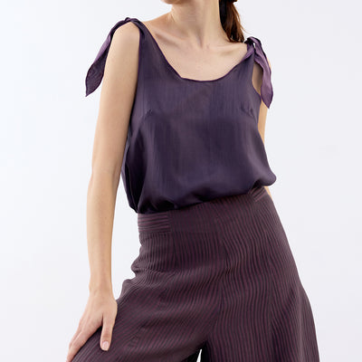 Double-Layer Silk Top - Berenjena/Lavanda