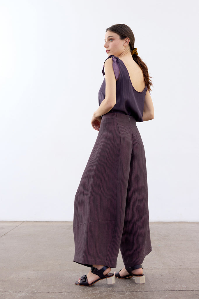 Double-Layer Silk Top - Berenjena/Lavanda