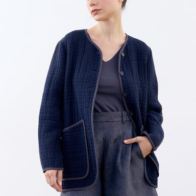 Jacquard Cotton Quilted Jacket - Medianoche