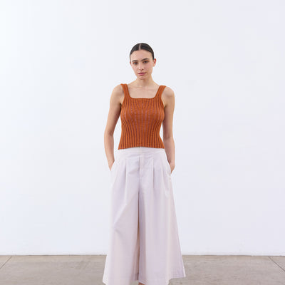 Cropped Knitted Cotton Top - Zapallo