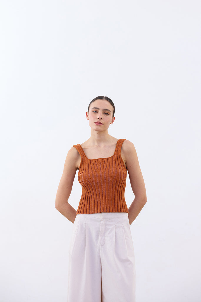 Cropped Knitted Cotton Top - Zapallo