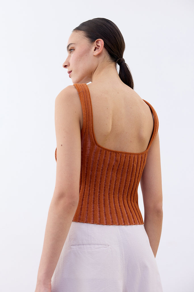 Cropped Knitted Cotton Top - Zapallo