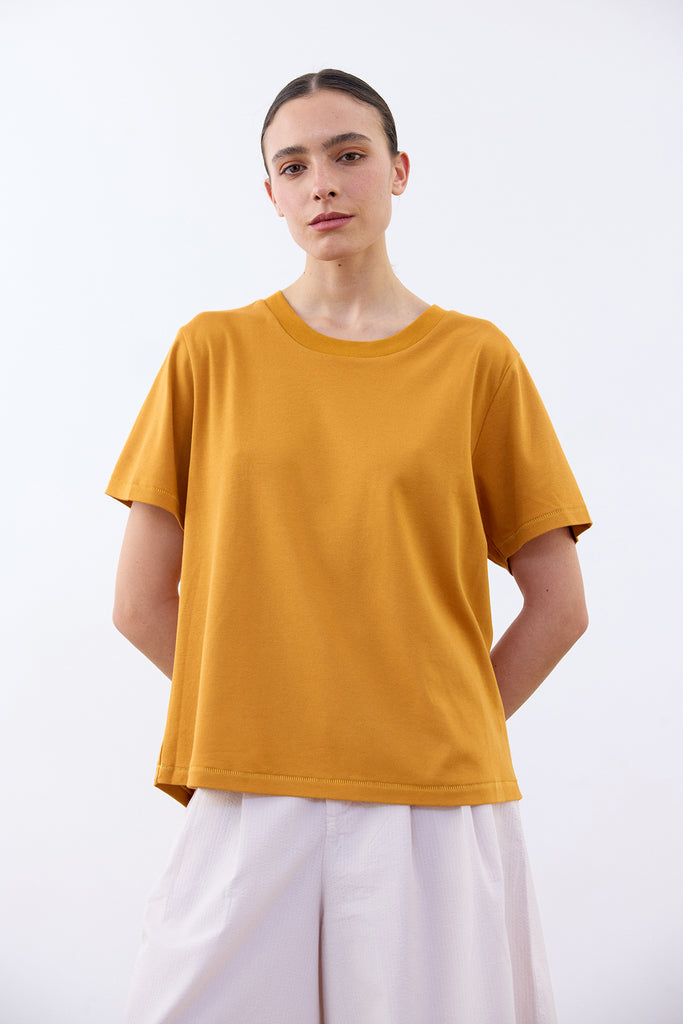 Basic Crew Neck Pima Cotton T-Shirt - Cúrcuma