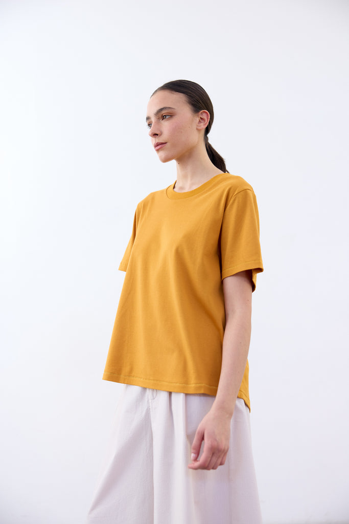 Basic Crew Neck Pima Cotton T-Shirt - Cúrcuma