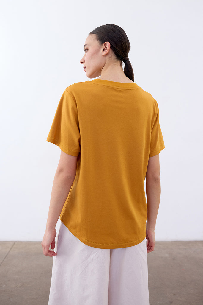 Basic Crew Neck Pima Cotton T-Shirt - Cúrcuma